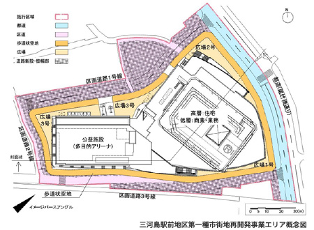 三河島駅前地区第一種市街地再開発事業エリア概念図