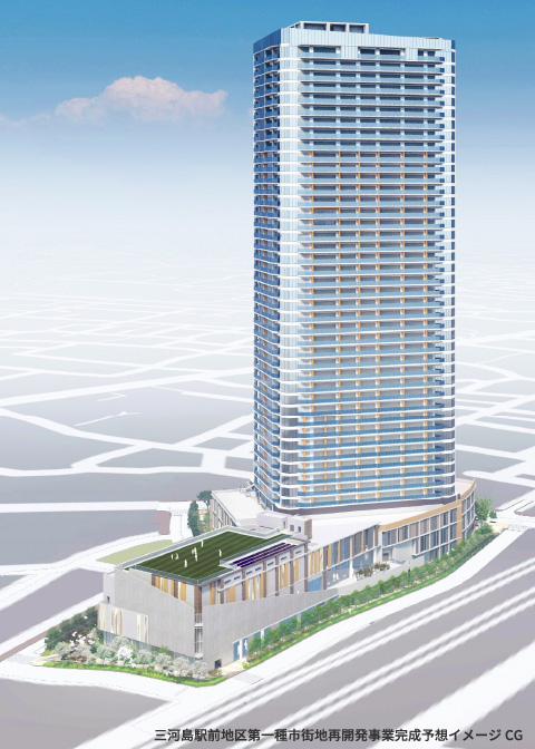 三河島駅前地区第一種市街地再開発事業完成イメージCG